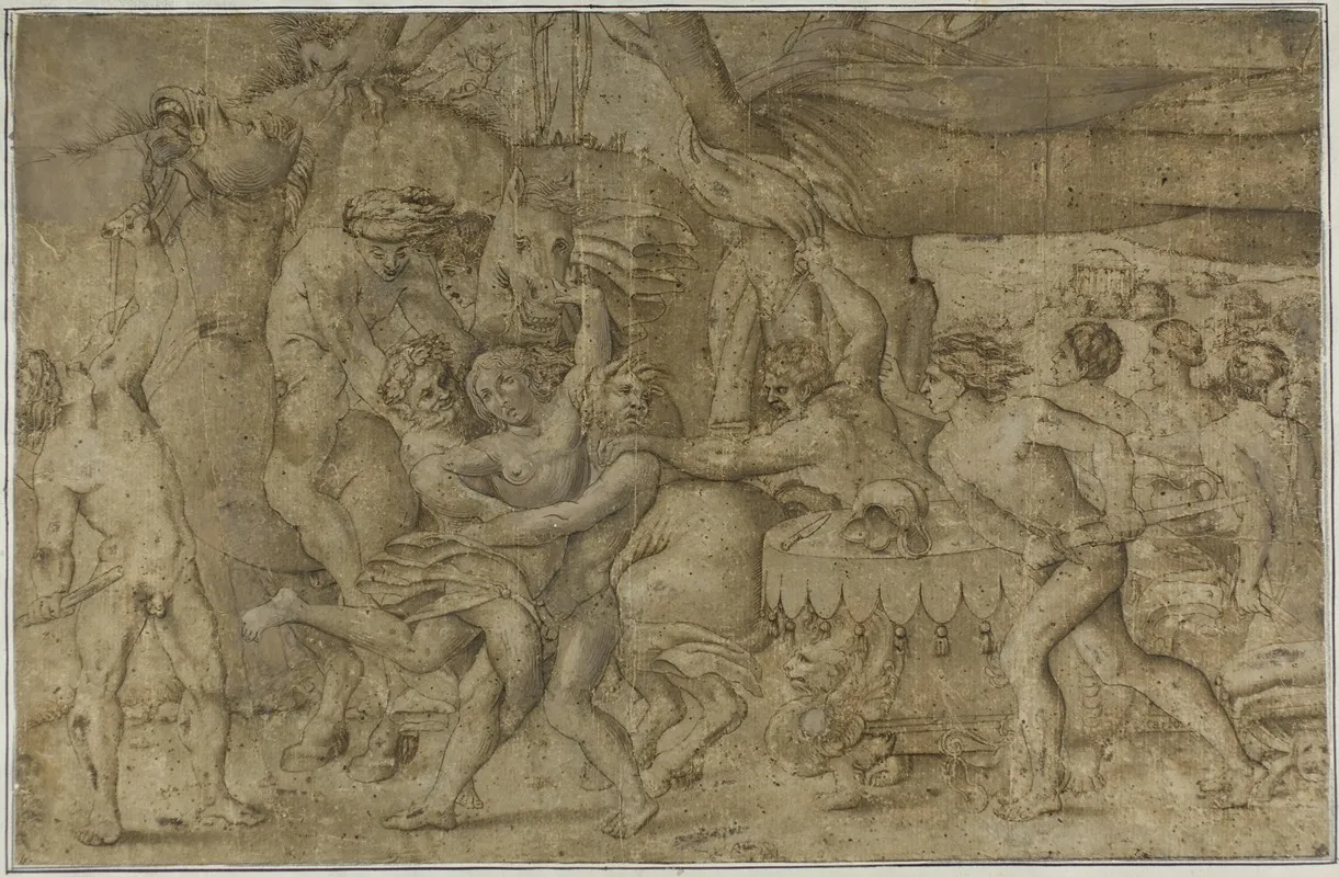 Battle Of The Lapiths And Centaurs Wall Art by After Enea Vico - High-Resolution Digital Print