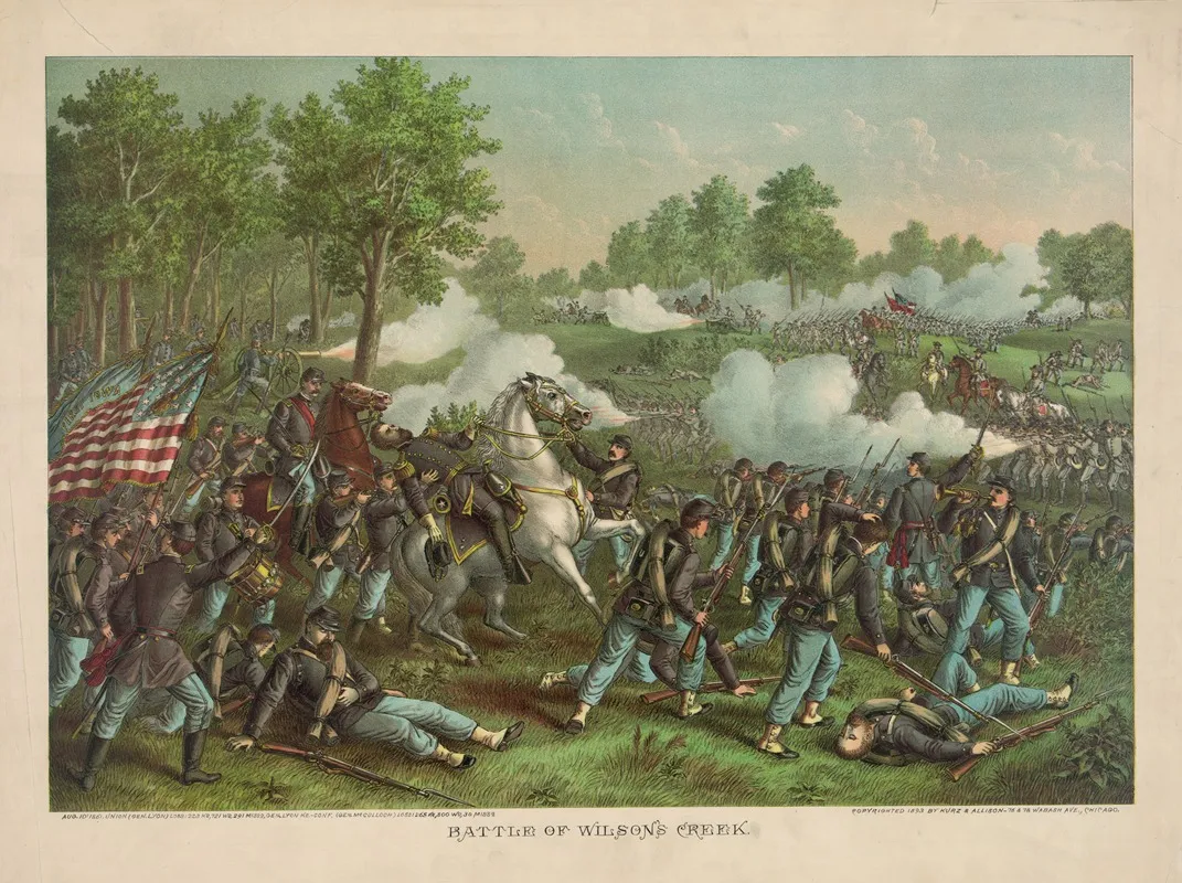 Battle Of Wilsons Creek Aug 10 1861 Union Gen Lyon Conf Gen Mcculloch Wall Art by Kurz & Allison - High-Resolution Digital Print