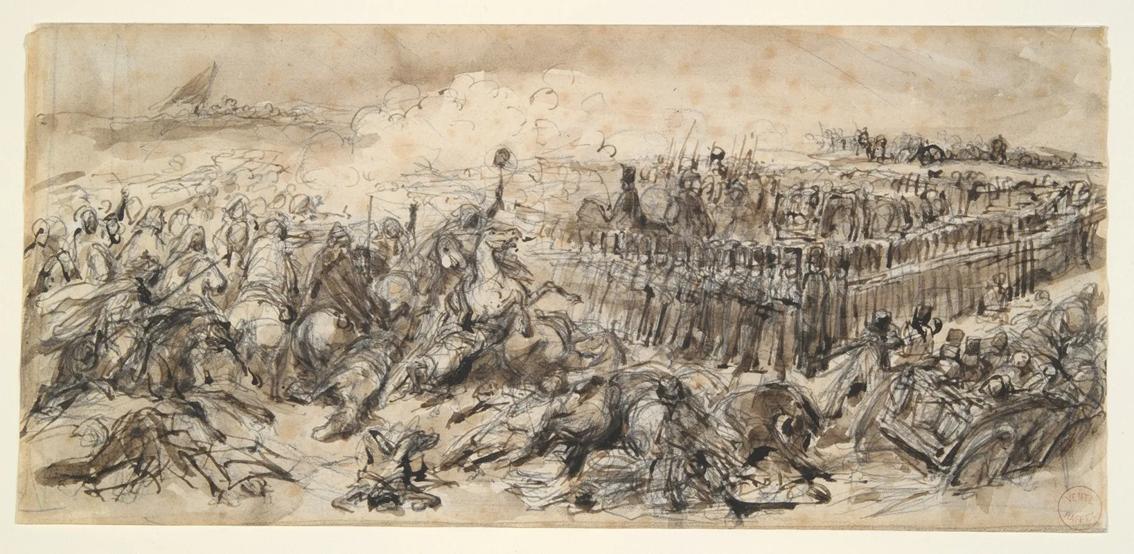 Battle Scene Study For The 2nd Light Cavalry Withstanding The Onslaught Of The Arabs