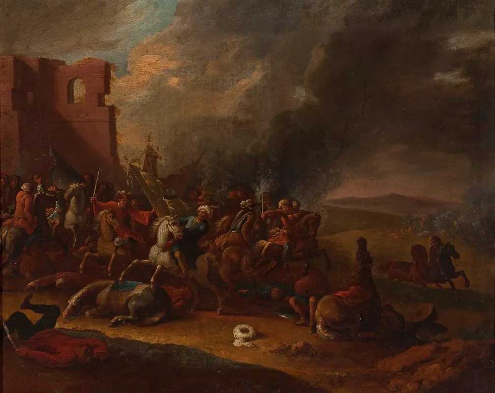 Battle With The Turks 2 Wall Art by Arnold Frans Rubens - High-Resolution Digital Print