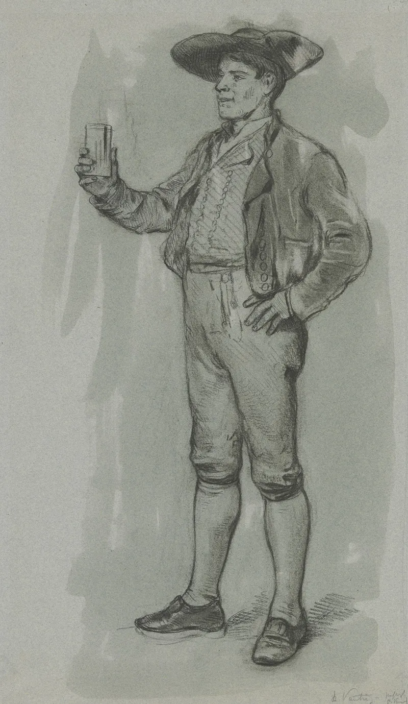 Bauer Mit Zutrinkendem Gestus Aus Der Tanzpause Wall Art by Benjamin Vautier - High-Resolution Digital Print