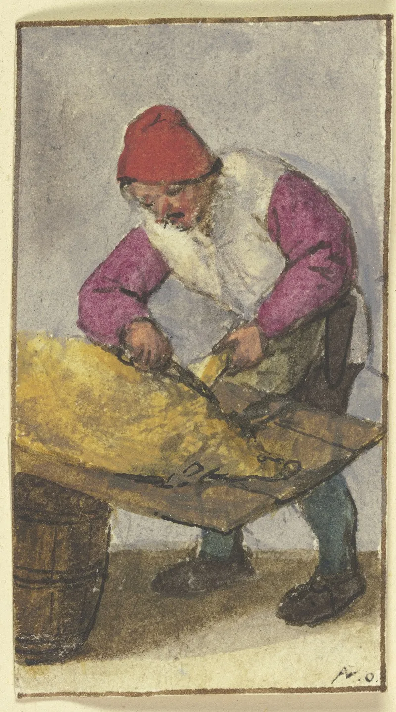 Bauer Nach Links Gewandt Ein Schwein Schlachtend Wall Art by Adriaen van Ostade - High-Resolution Digital Print