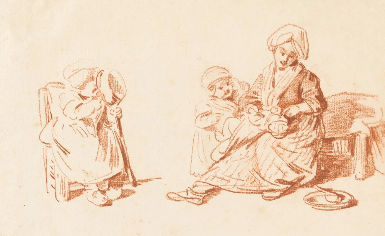 Bauerin Mit Kindern Wall Art by Sigmund Freudenberger - High-Resolution Digital Print