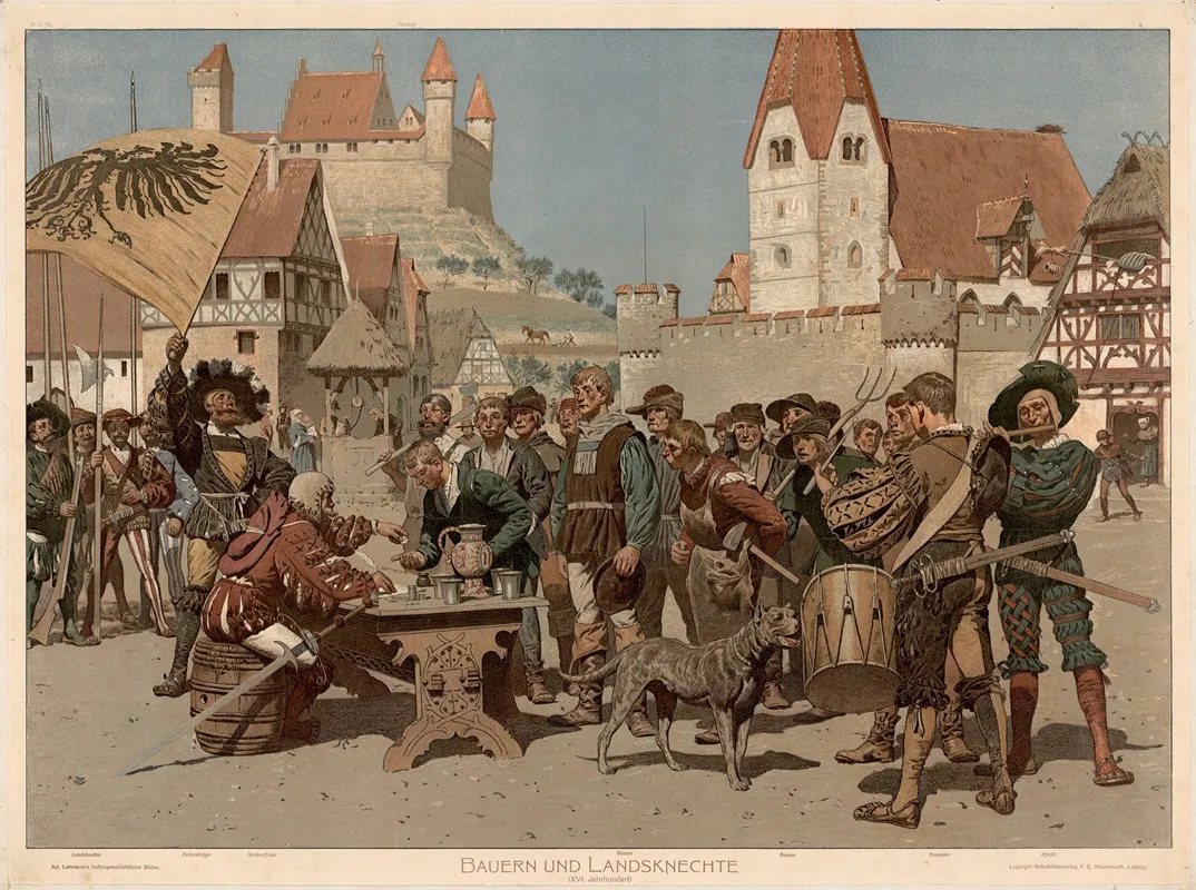 Bauern Und Landsknechte Xvi Jahrhundert Wall Art by Adolf Lehmann - High-Resolution Digital Print