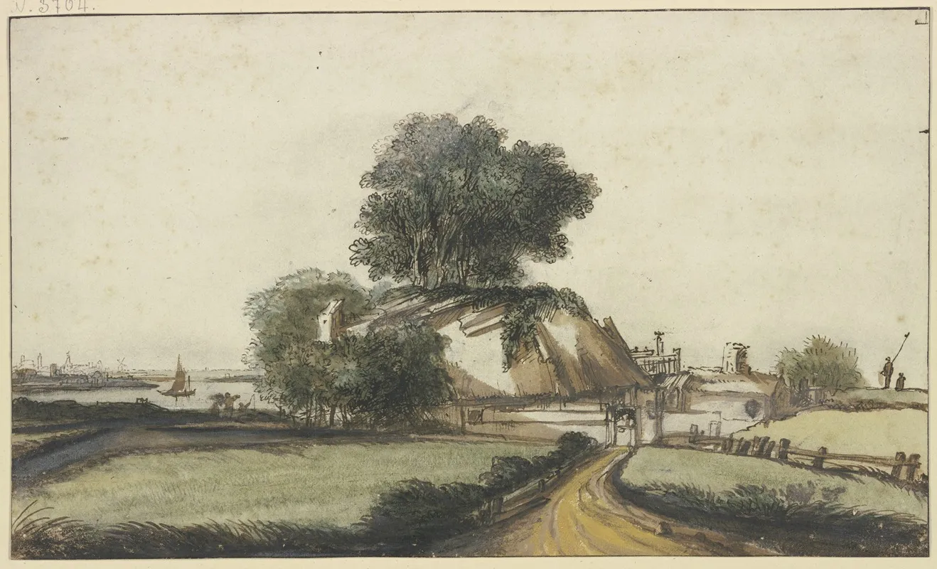 Bauernhaus Unter Baumen An Einem Flus Wall Art by Philips Koninck - High-Resolution Digital Print