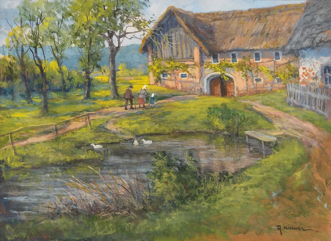 Bauernhof Und Ententeich Wall Art by Rudolf Kierner - High-Resolution Digital Print