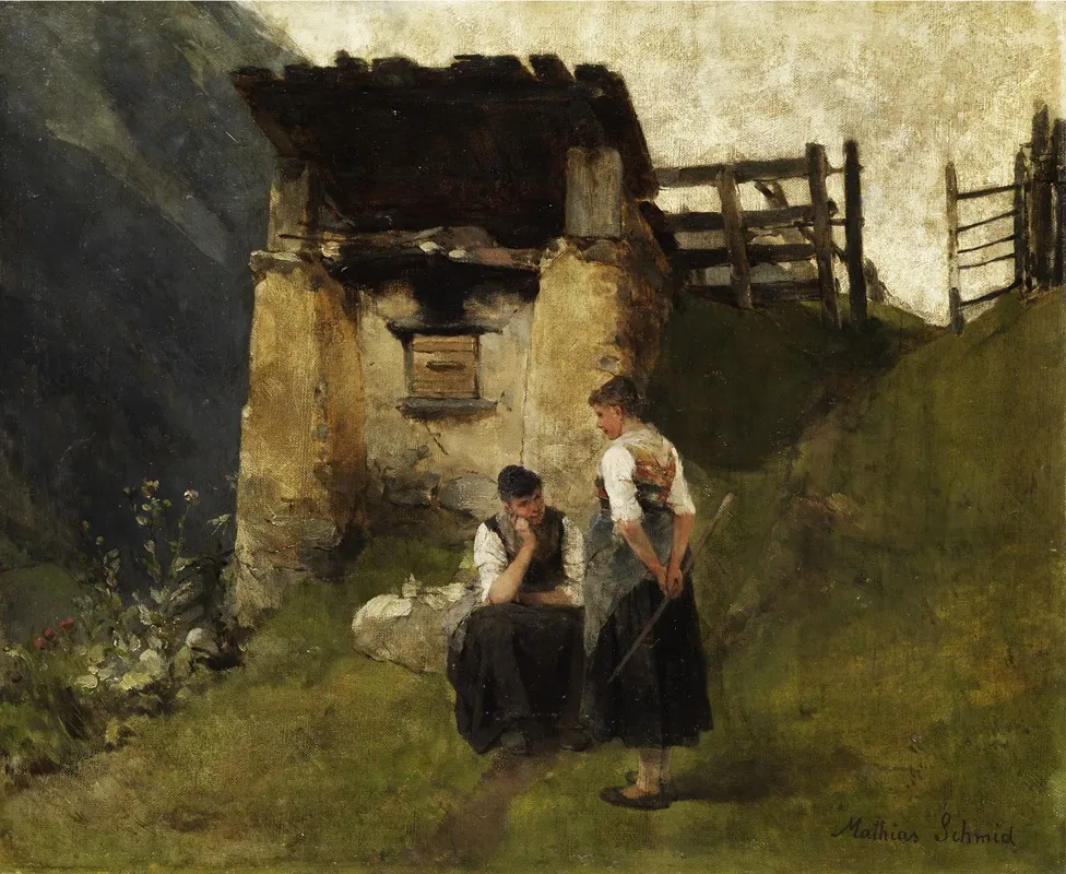Bauernmadchen An Einem Kohlerofen Wall Art by Mathias Schmid - High-Resolution Digital Print