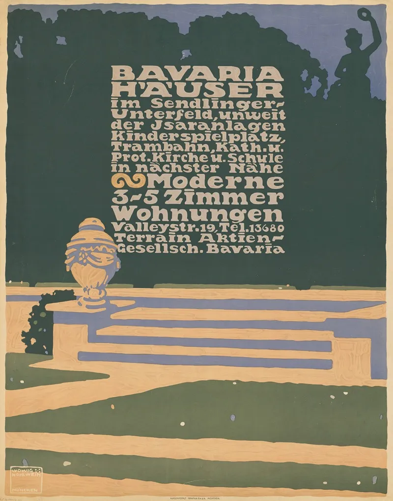 Bavaria Hauser Im Sendlinger Unterfeld Terrain Aktien Gesellschaft Wall Art by Ludwig Hohlwein - High-Resolution Digital Print