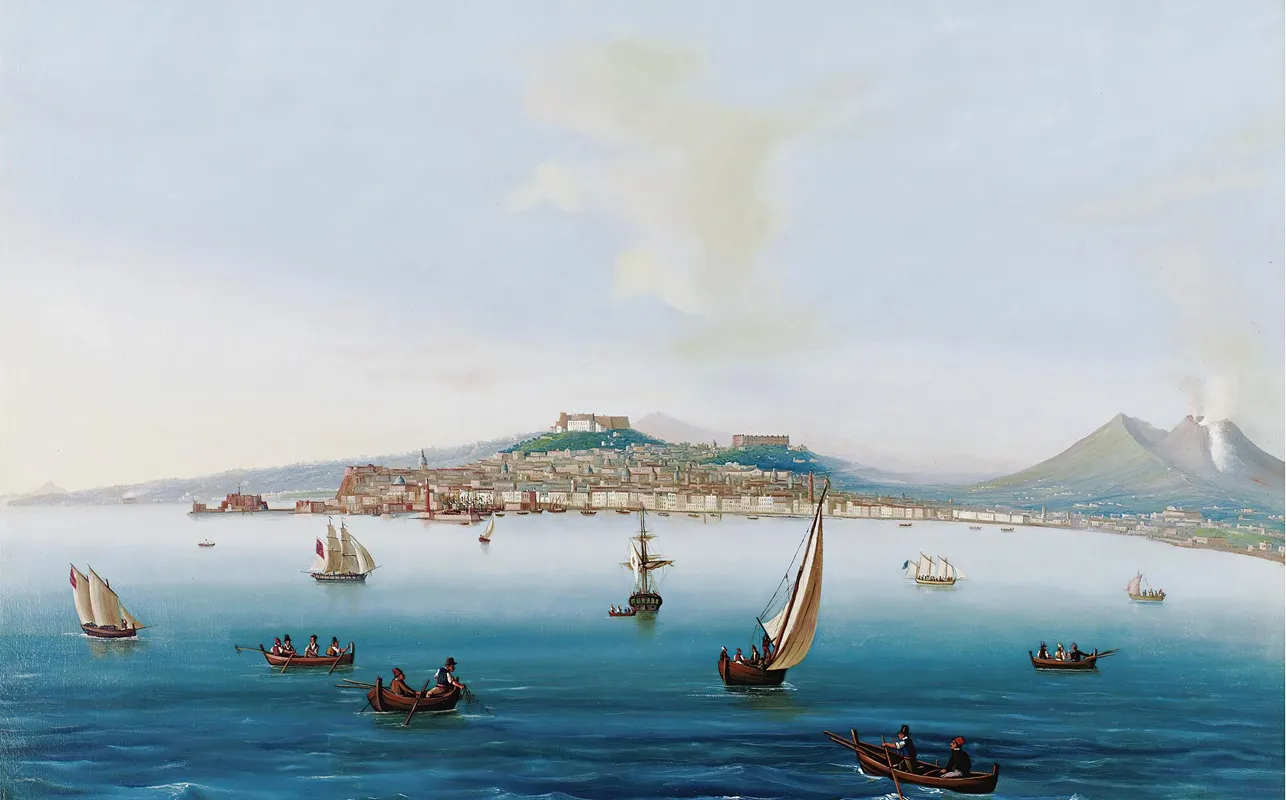 Bay Of Naples With Mount Vesuvius Wall Art by Neapolitan School - High-Resolution Digital Print