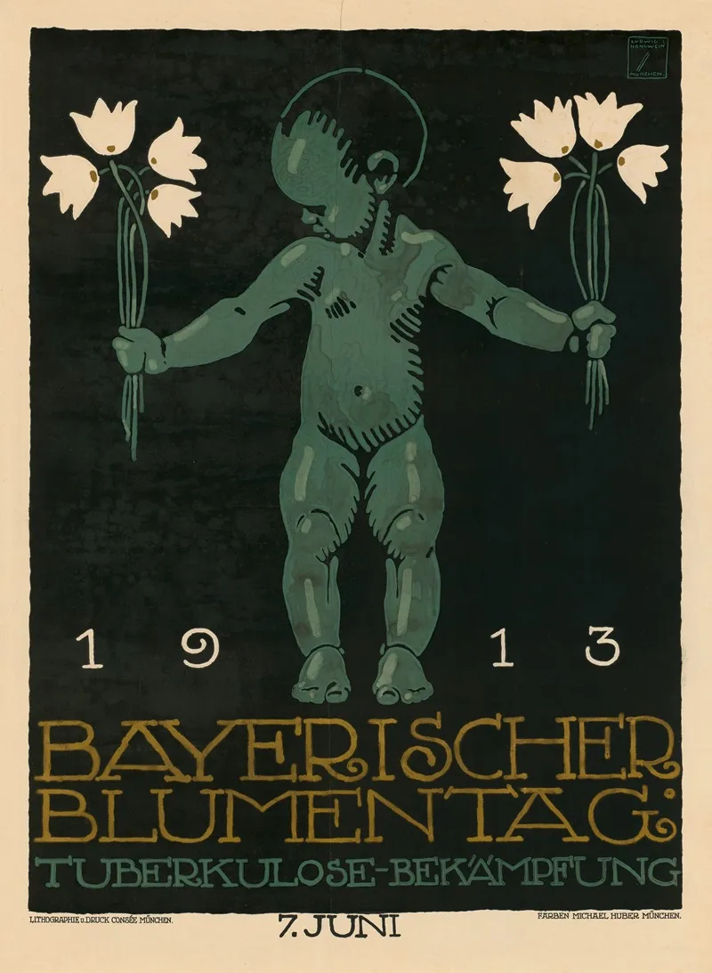 Bayrischer Blumentag Tuberkulose Bekampfung 1913 Wall Art by Ludwig Hohlwein - High-Resolution Digital Print