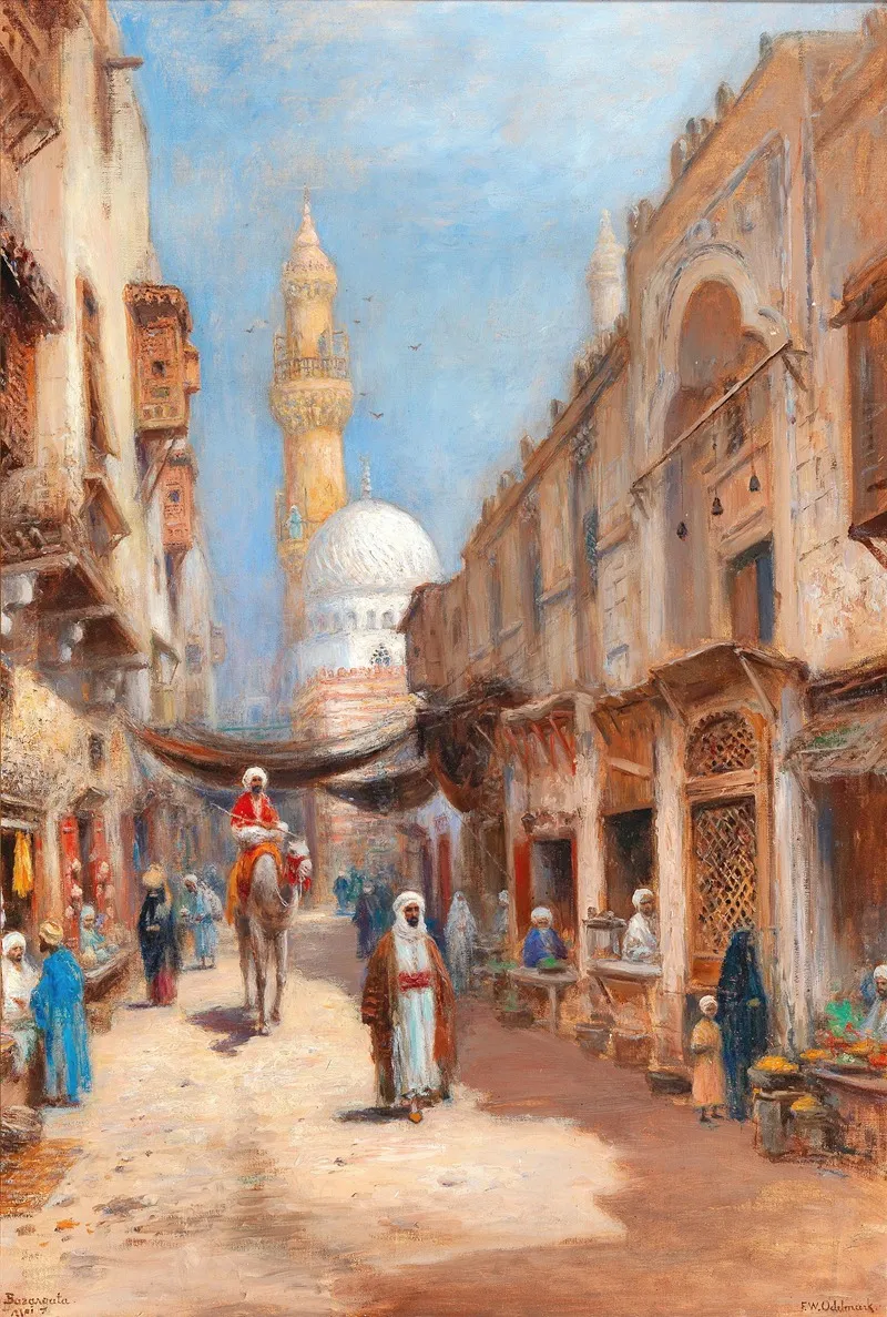 Bazaar In Cairo Wall Art by Frans Wilhelm Odelmark - High-Resolution Digital Print