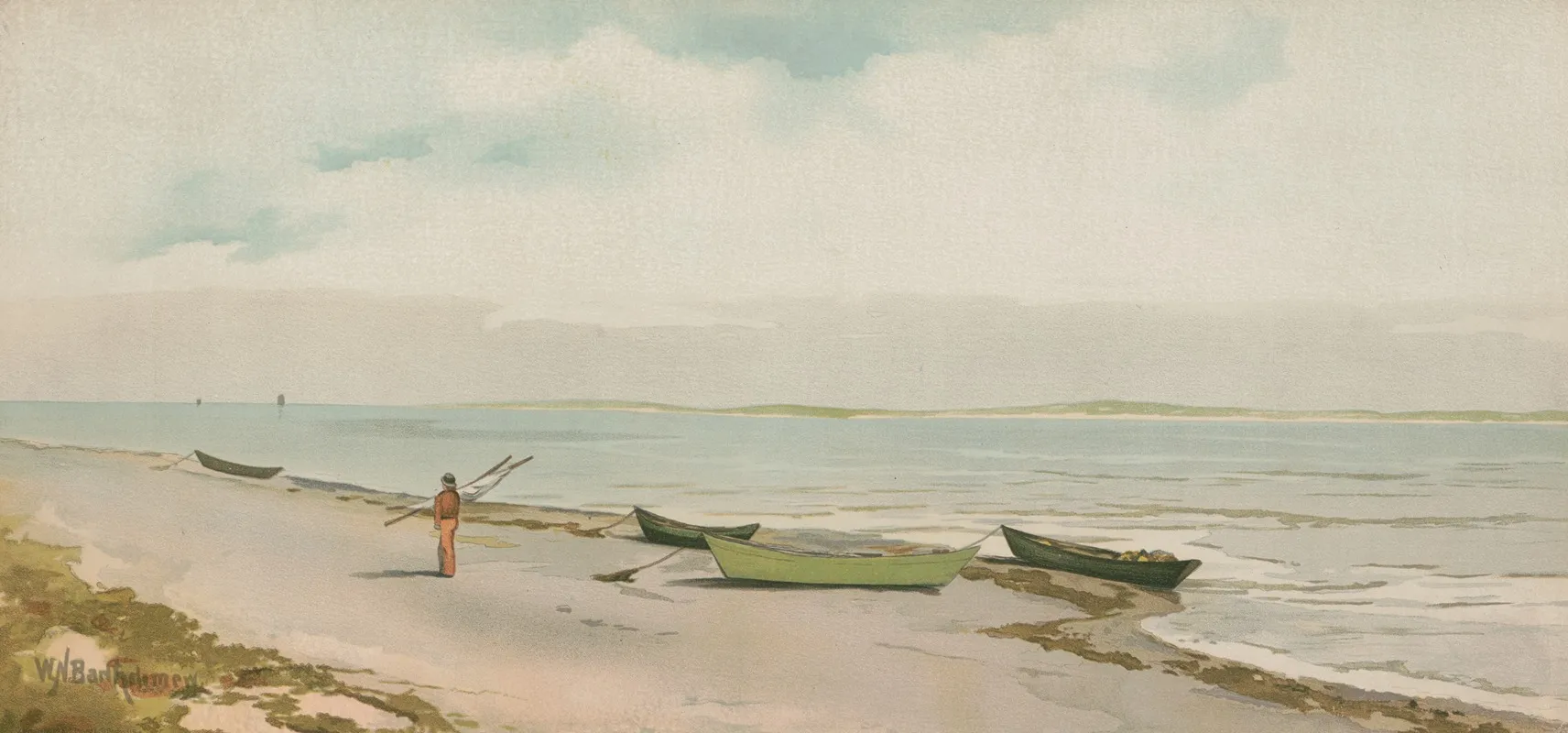 Beach At Ebb Tide Chatham Mass Wall Art by William Newton Bartholomew - High-Resolution Digital Print