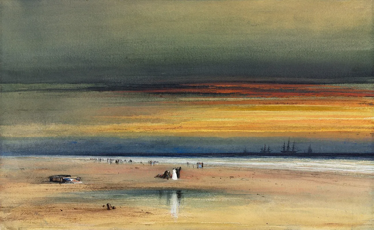 Beach Scene At Sunset Wall Art by James Hamilton - High-Resolution Digital Print