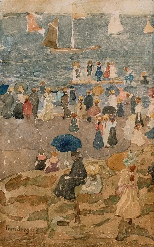 Beach Scene North Shore Wall Art by Maurice Prendergast - High-Resolution Digital Print