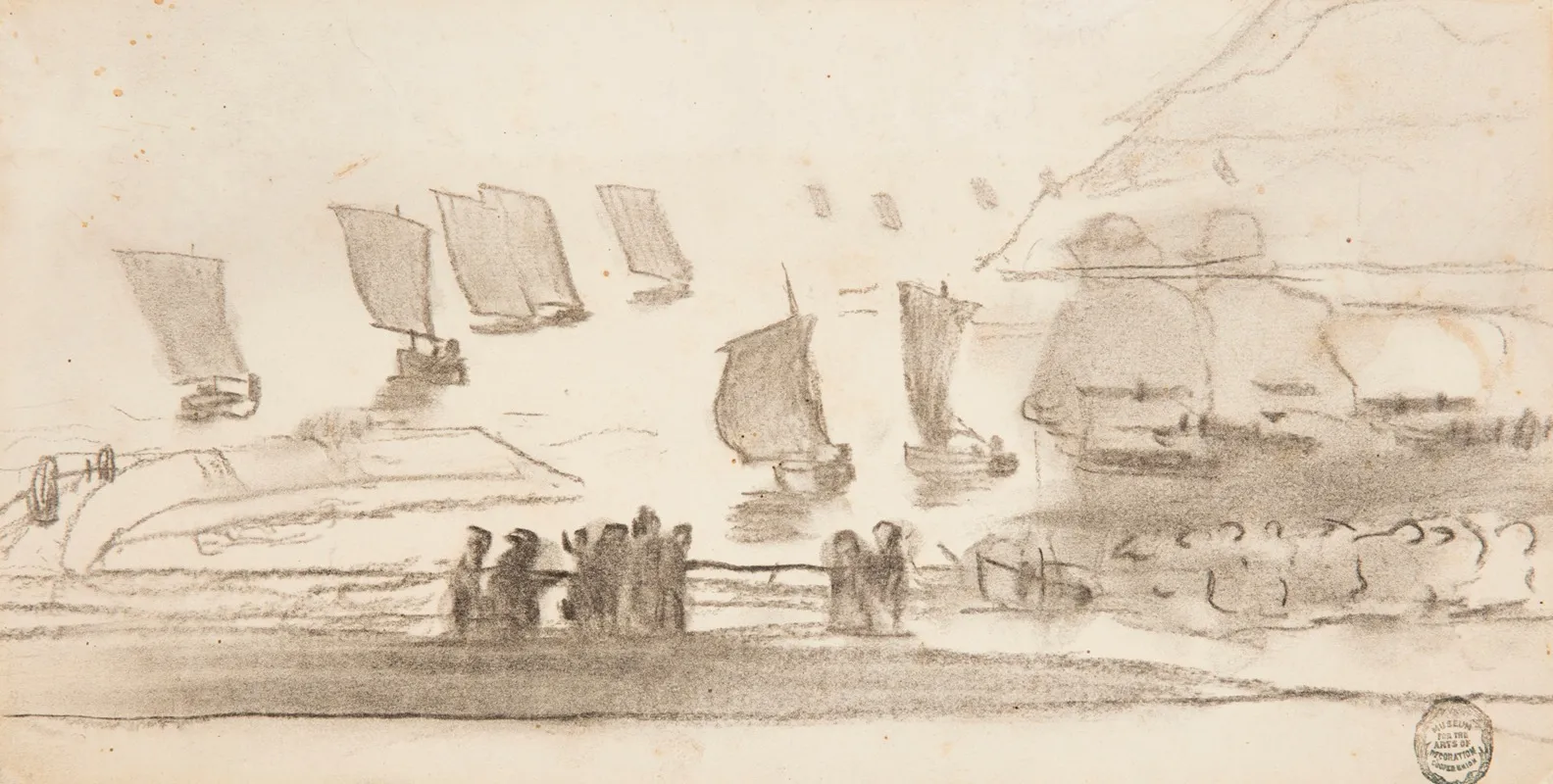Beach Scene With People And Fishing Boats Cullercoats England Wall Art by Winslow Homer - High-Resolution Digital Print