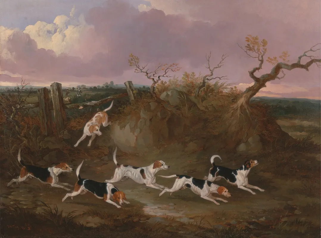 Beagles In Full Cry Wall Art by John Dalby - High-Resolution Digital Print