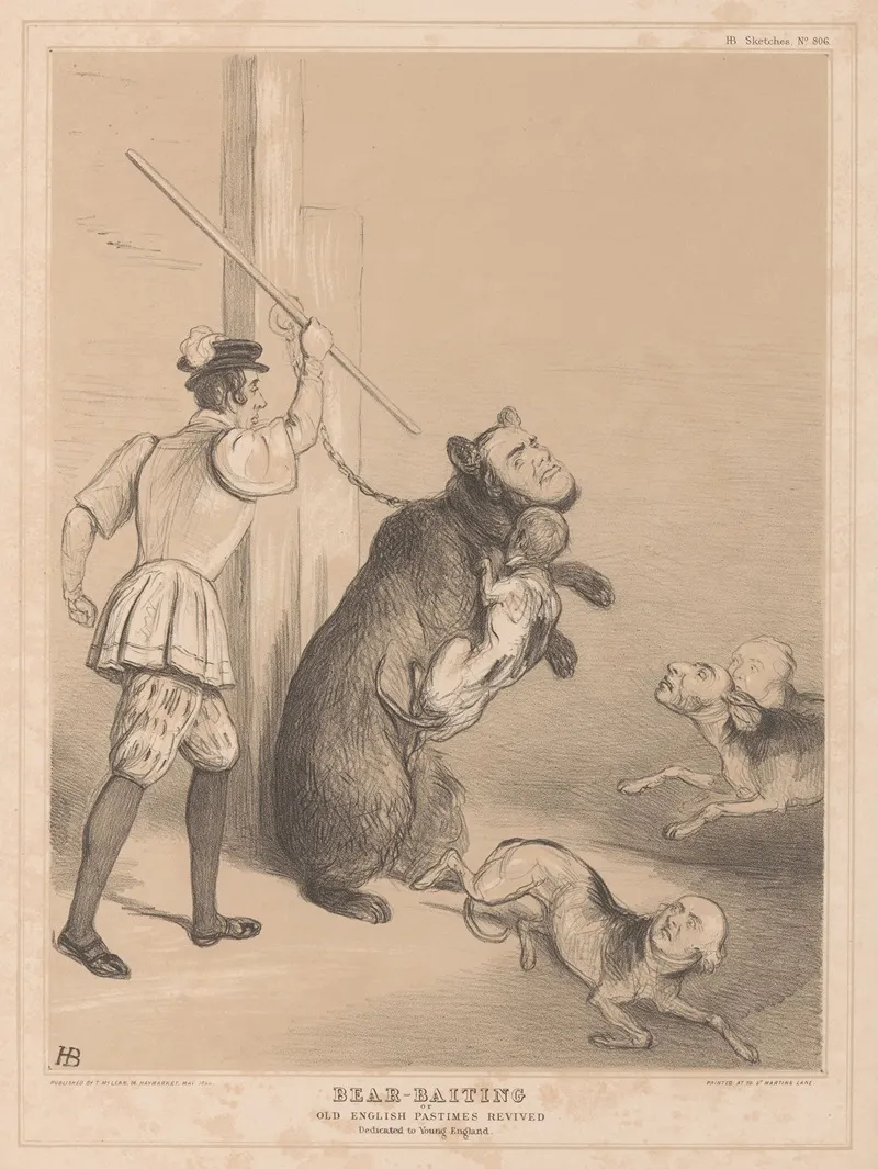 Bear Baiting Or Old English Pastimes Revived Wall Art by John Doyle - High-Resolution Digital Print