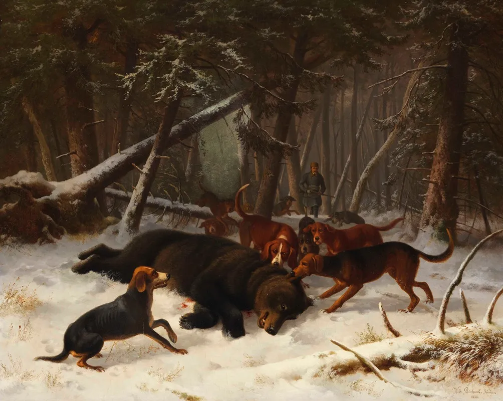 Bear Hunt 2 Wall Art by Wilhelm Reinhardt - High-Resolution Digital Print