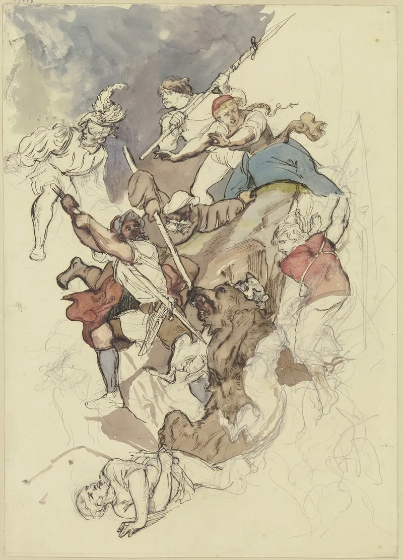 Bear Hunt 7 Wall Art by Rudolf Friedrich August Henneberg - High-Resolution Digital Print
