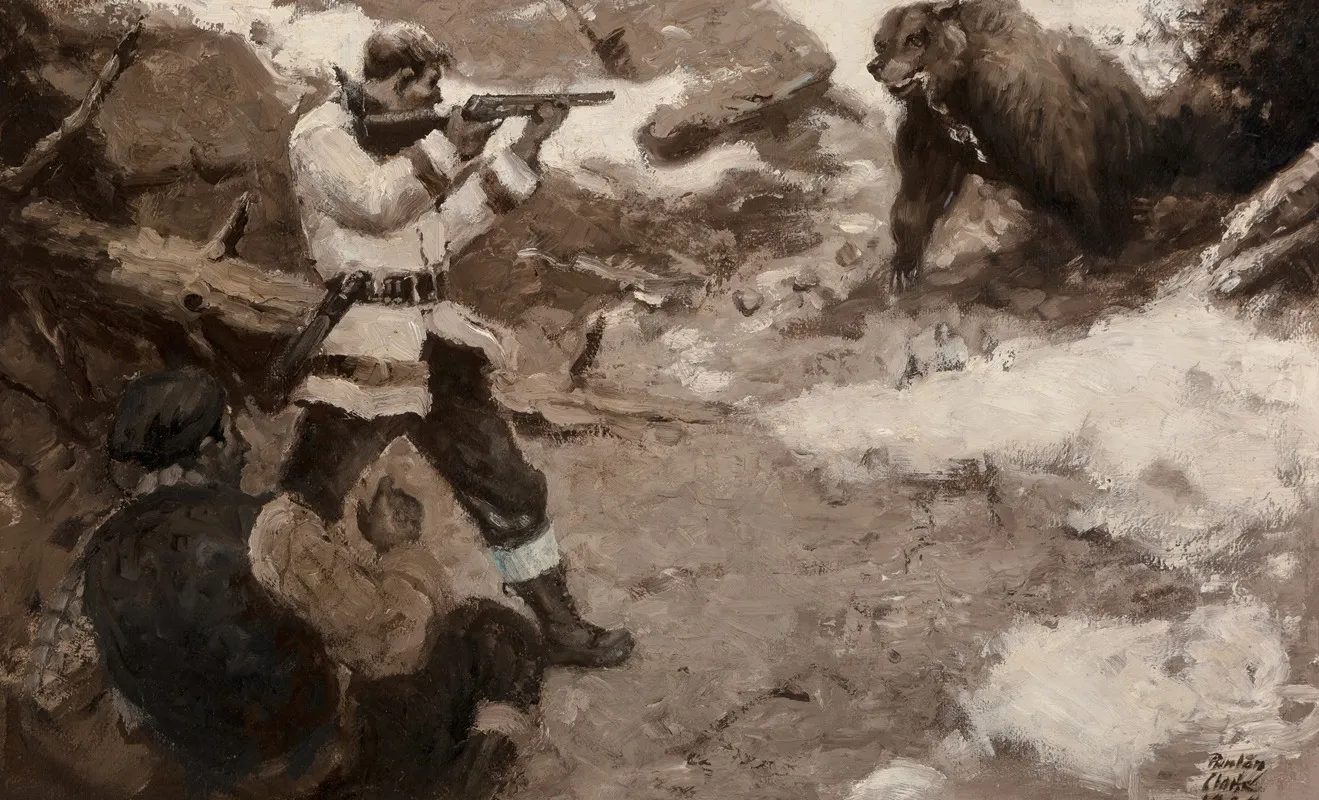 Bear Hunters Wall Art by Benton Henderson Clark - High-Resolution Digital Print