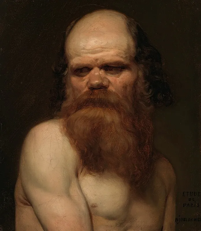 Bearded Man Modelsketch Wall Art by Nils Jakob Olsson Blommér - High-Resolution Digital Print