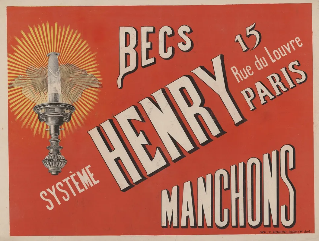 Becs Systeme Henry Manchons 15 Rue Du Louvre Paris Wall Art by Imp. Paul Dupont - High-Resolution Digital Print
