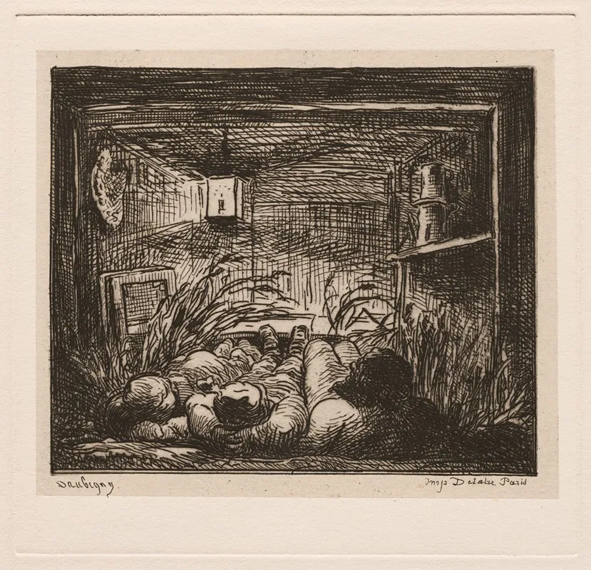 Bedding Down Aboard The Botin Night On The Boat Wall Art by Charles François Daubigny - High-Resolution Digital Print