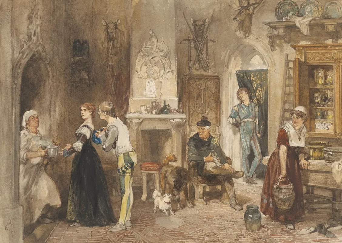 Bedienden Van Een Kasteel In Een Voorvertrek Verenigd