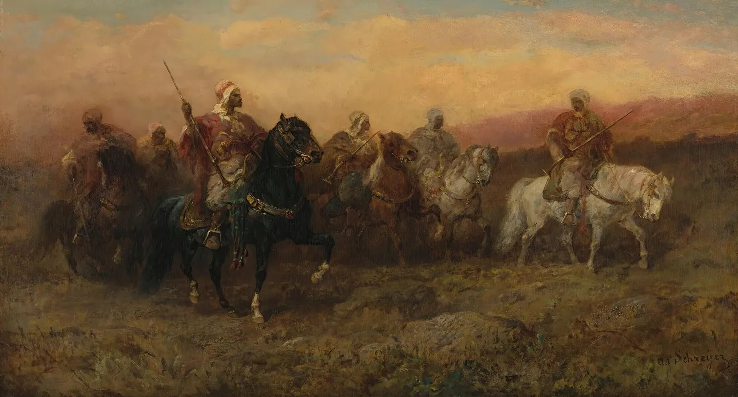Bedouin Riders Wall Art by Adolf Schreyer - High-Resolution Digital Print