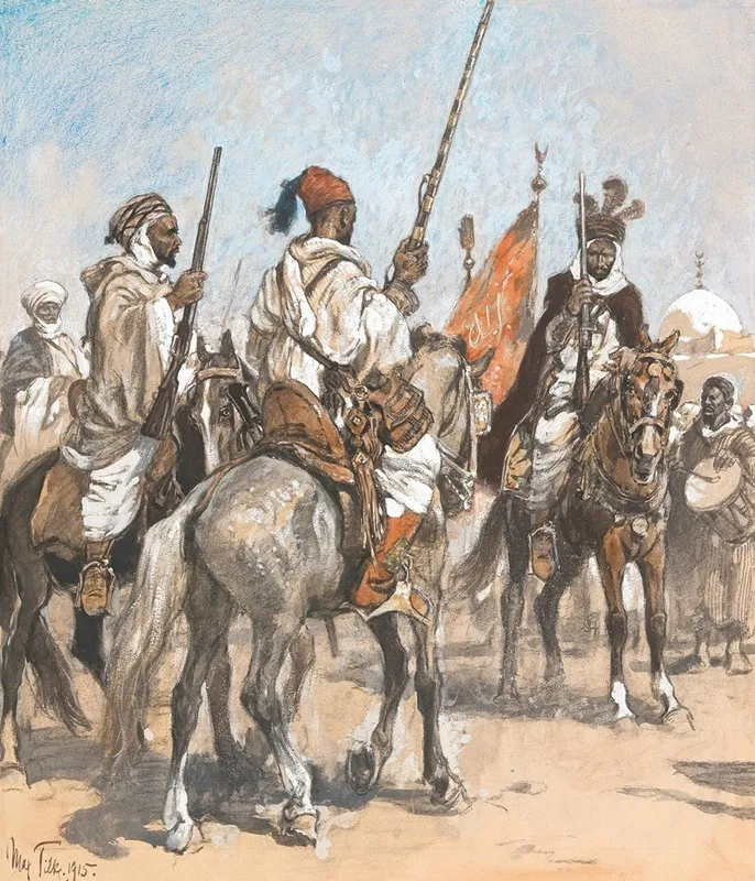 Bedouins On Horseback Wall Art by Max Tilke - High-Resolution Digital Print