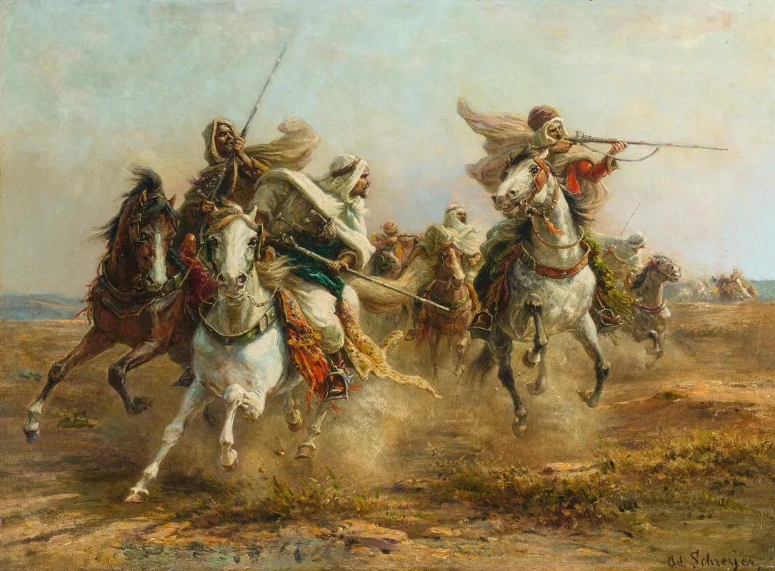 Bedouins Taking Aim Wall Art by Adolf Schreyer - High-Resolution Digital Print