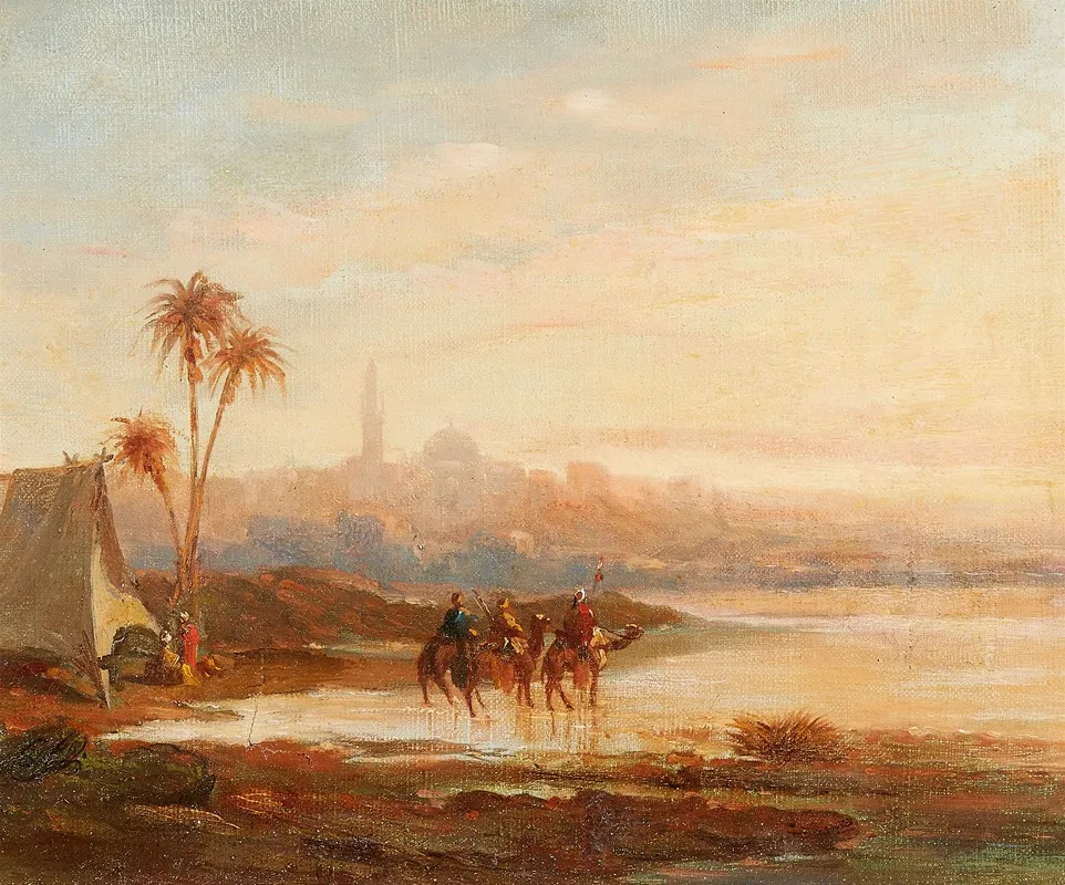 Beduinen Vor Den Toren Jerusalems Wall Art by Ippolito Caffi - High-Resolution Digital Print