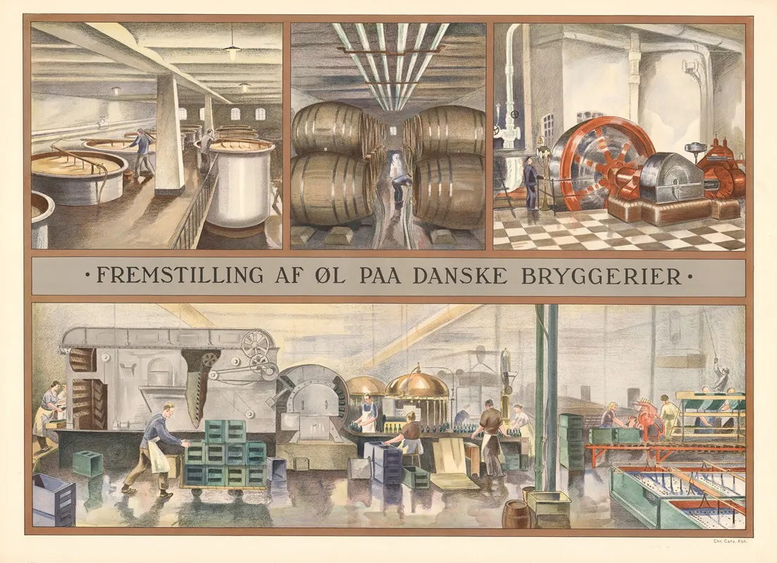 Beer Production At Danish Breweries Wall Art by Carl J. C. - High-Resolution Digital Print