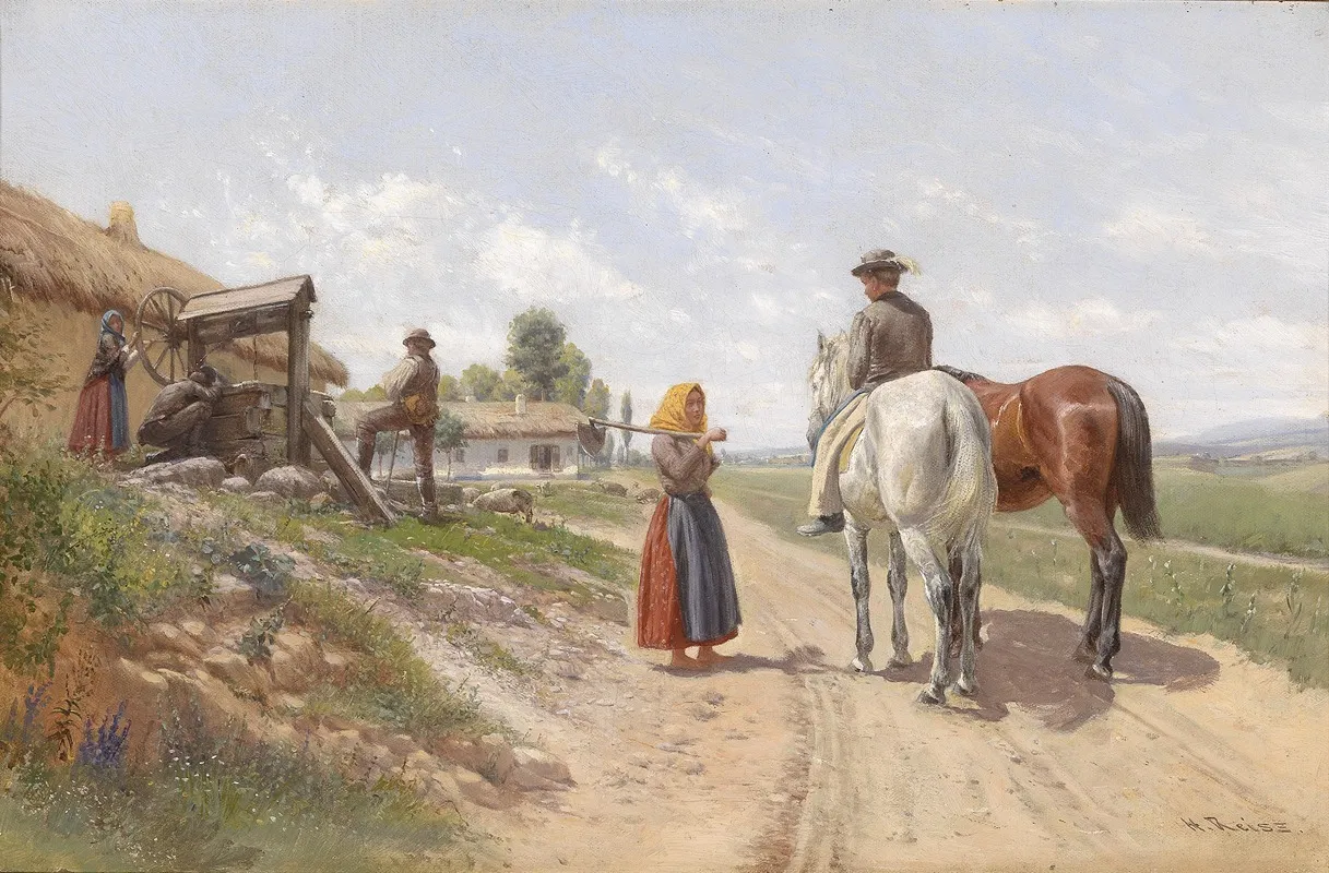 Begegnung Vor Dem Dorf Wall Art by Hermann Reisz - High-Resolution Digital Print