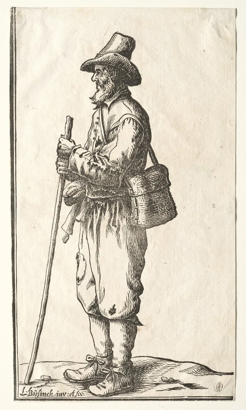Beggar In Profile Toward Left Wall Art by Ludolph Büsinck - High-Resolution Digital Print