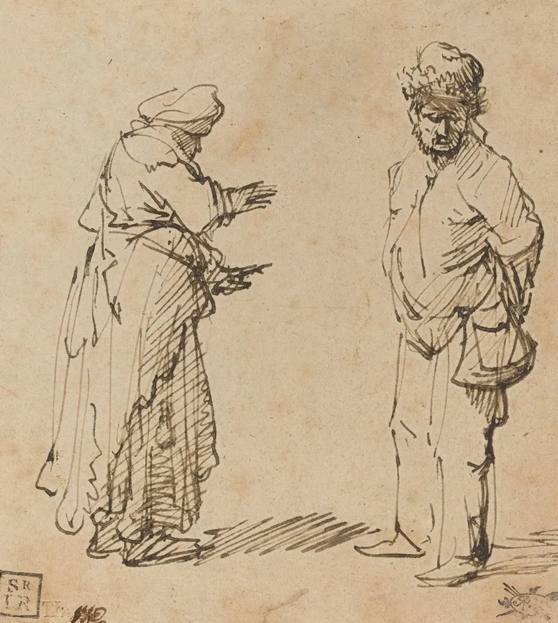 Beggar Man And Woman Wall Art by Rembrandt van Rijn - High-Resolution Digital Print