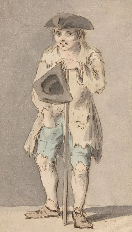 Beggar With Staff Holding Tricorn Hat