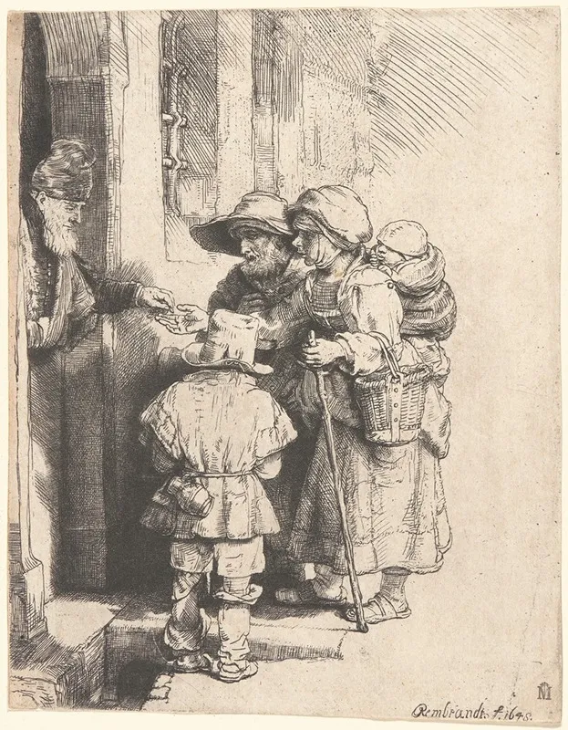 Beggars Receiving Alms At The Door Of A House