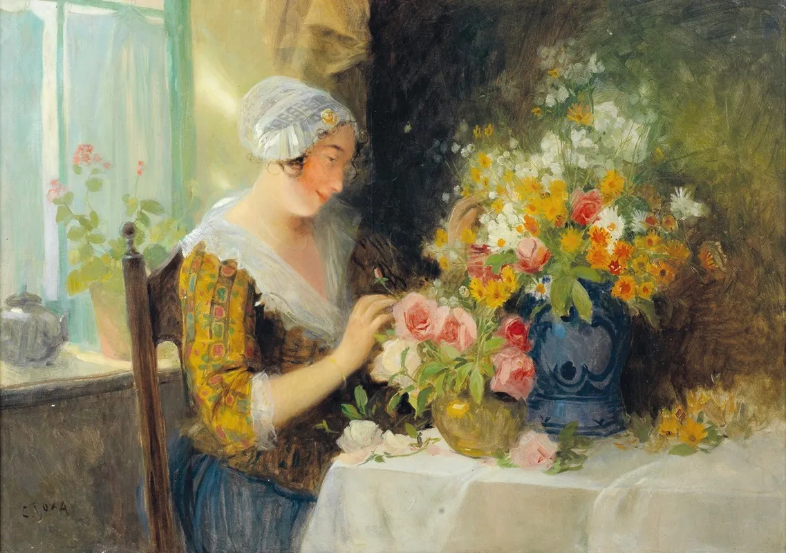 Beim Blumen Arrangieren Wall Art by Carl Duxa - High-Resolution Digital Print