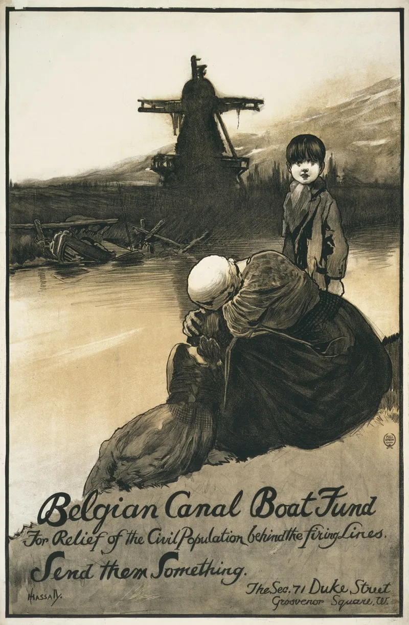 Belgian Canal Boat Fund For The Relief Of The Civil Population Behind The Firing Lines Send Them Something