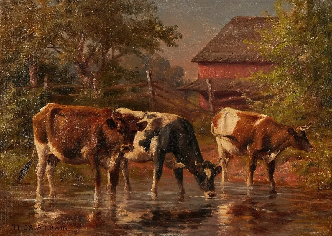 Below The Old Red Barn Wall Art by Thomas Bigelow Craig - High-Resolution Digital Print