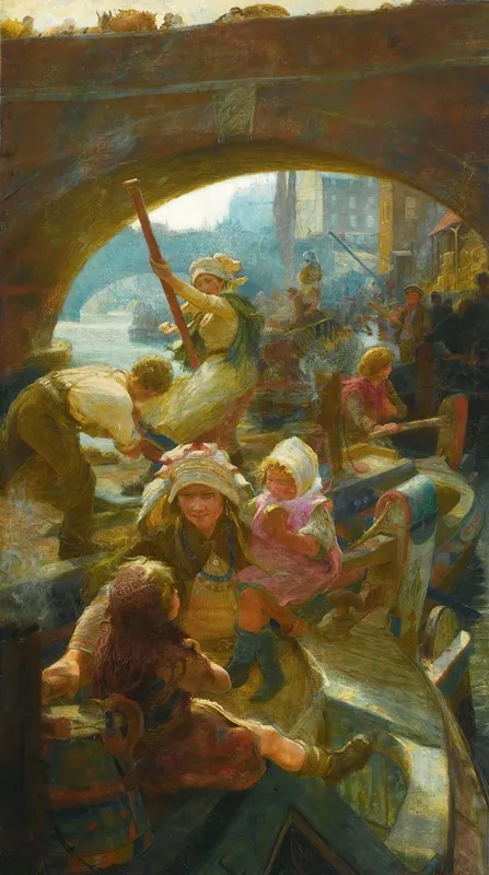 Beneath London Bridge Wall Art by Charles William Wyllie - High-Resolution Digital Print