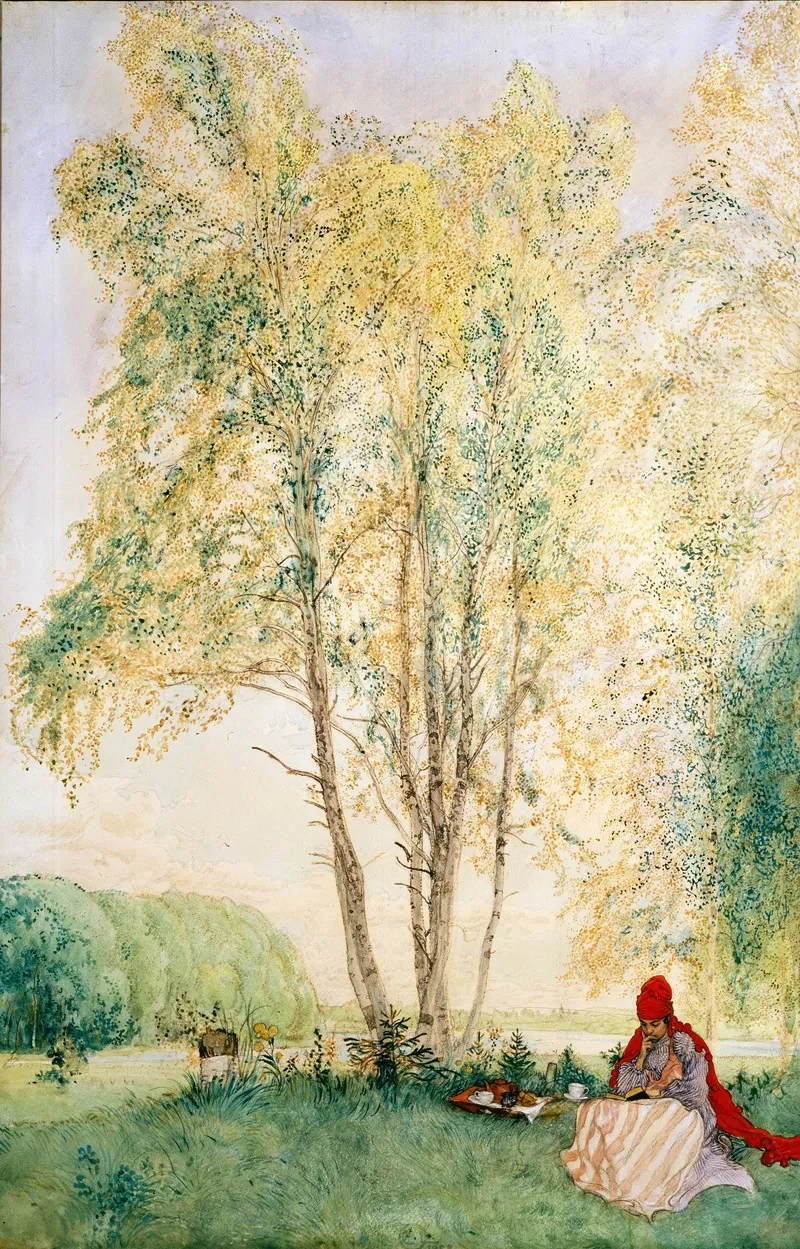Beneath The Birches Wall Art by Carl Larsson - High-Resolution Digital Print