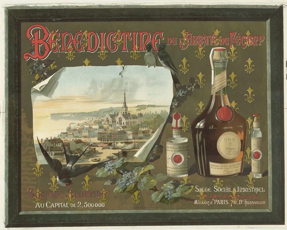 Benedictine De Labbaye De Fecamp Avec Une Vue De Fecamp Wall Art by Imp. Camis - High-Resolution Digital Print