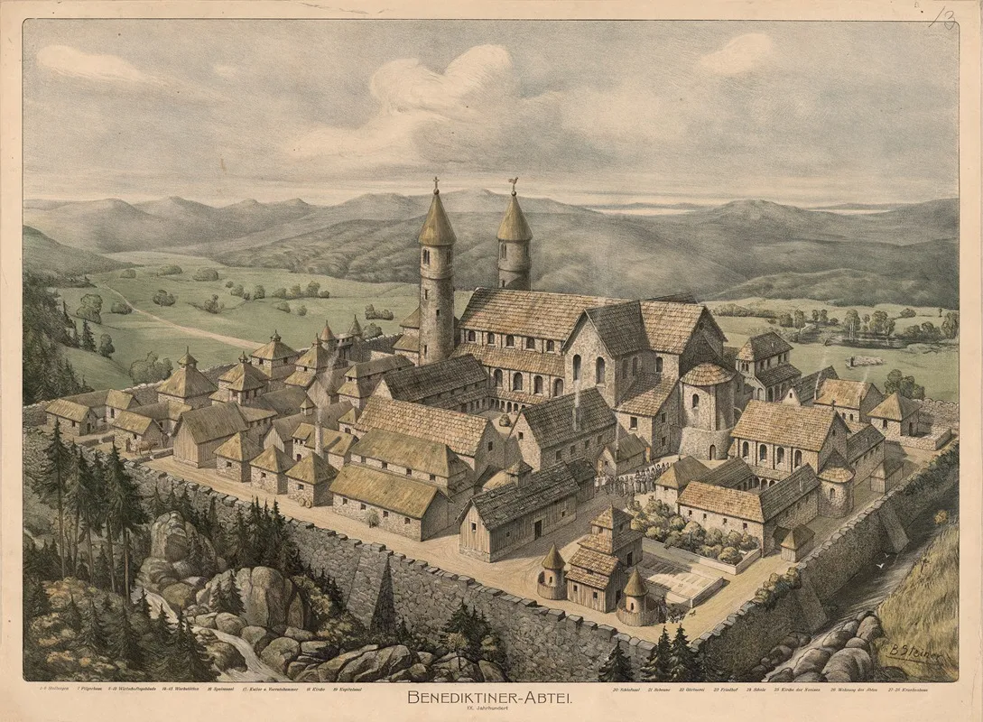 Benediktiner Abtei Ix Jahrhundert Wall Art by Adolf Lehmann - High-Resolution Digital Print