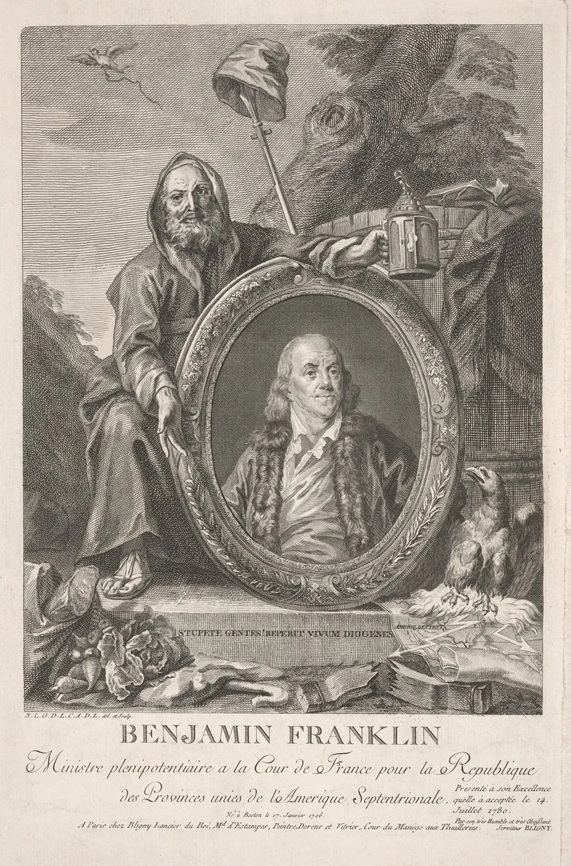 Benjamin Franklin Minister Plenipotentiary At The Court Of France To The Republic Of United Provinces Of North America Wall Art by Anne Rosalie Filleul - High-Resolution Digital Print