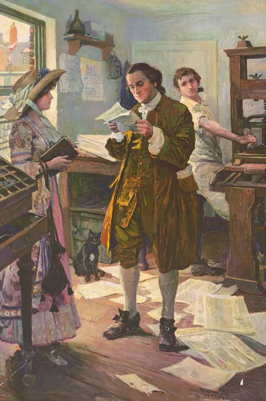 Benjamin Franklin Printer Philadelphia by S.M. Arthurs - High-Resolution Digital Print