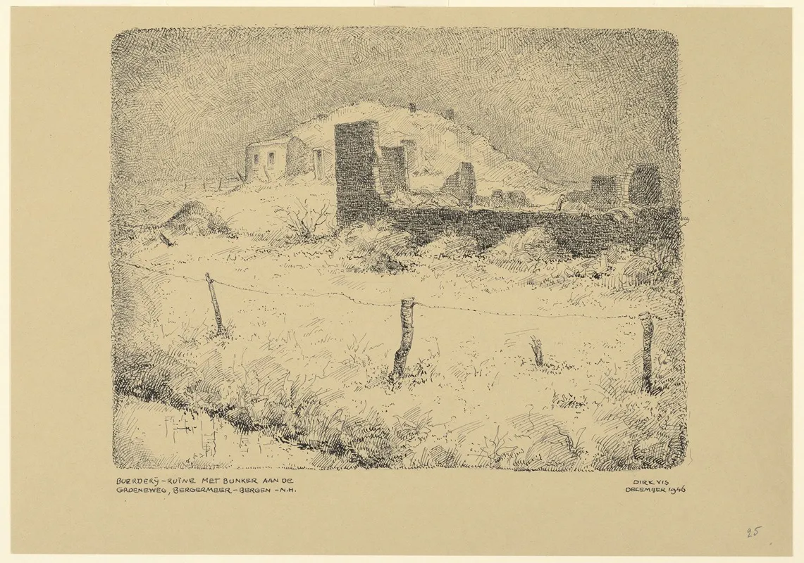 Bergen Ruine Van Boerderij Met Erachter Een Bunker Aan De Groeneweg Bergermeer Wall Art by Dirk Vis - High-Resolution Digital Print