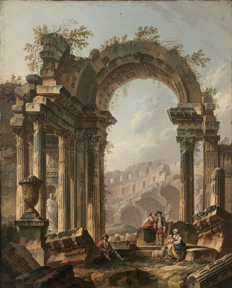 Bergers Dans Des Ruines Romaines