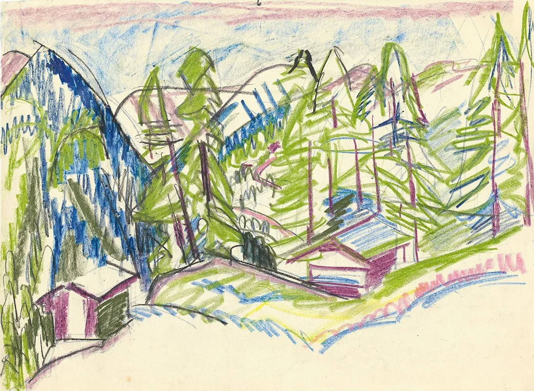 Berglandschaft Von Clavadel Wall Art by Ernst Ludwig Kirchner - High-Resolution Digital Print